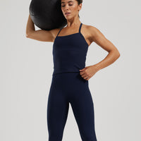 Essential Built-In Bra Midi Tank | Sapphire Blue