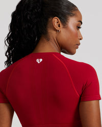 Power Seamless Short Sleeve Crop Top | Chilli Red
