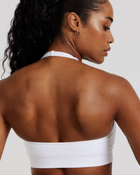 Power Seamless Halter Neck Bra | White