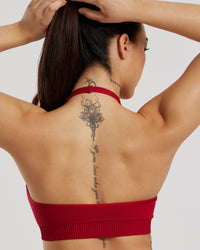 Power Seamless Halter Neck Bra | Chilli Red