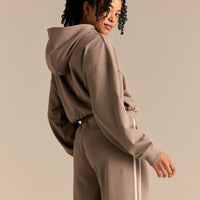 Comfort Lightweight Draw Hem Hoodie | Taupe Grey