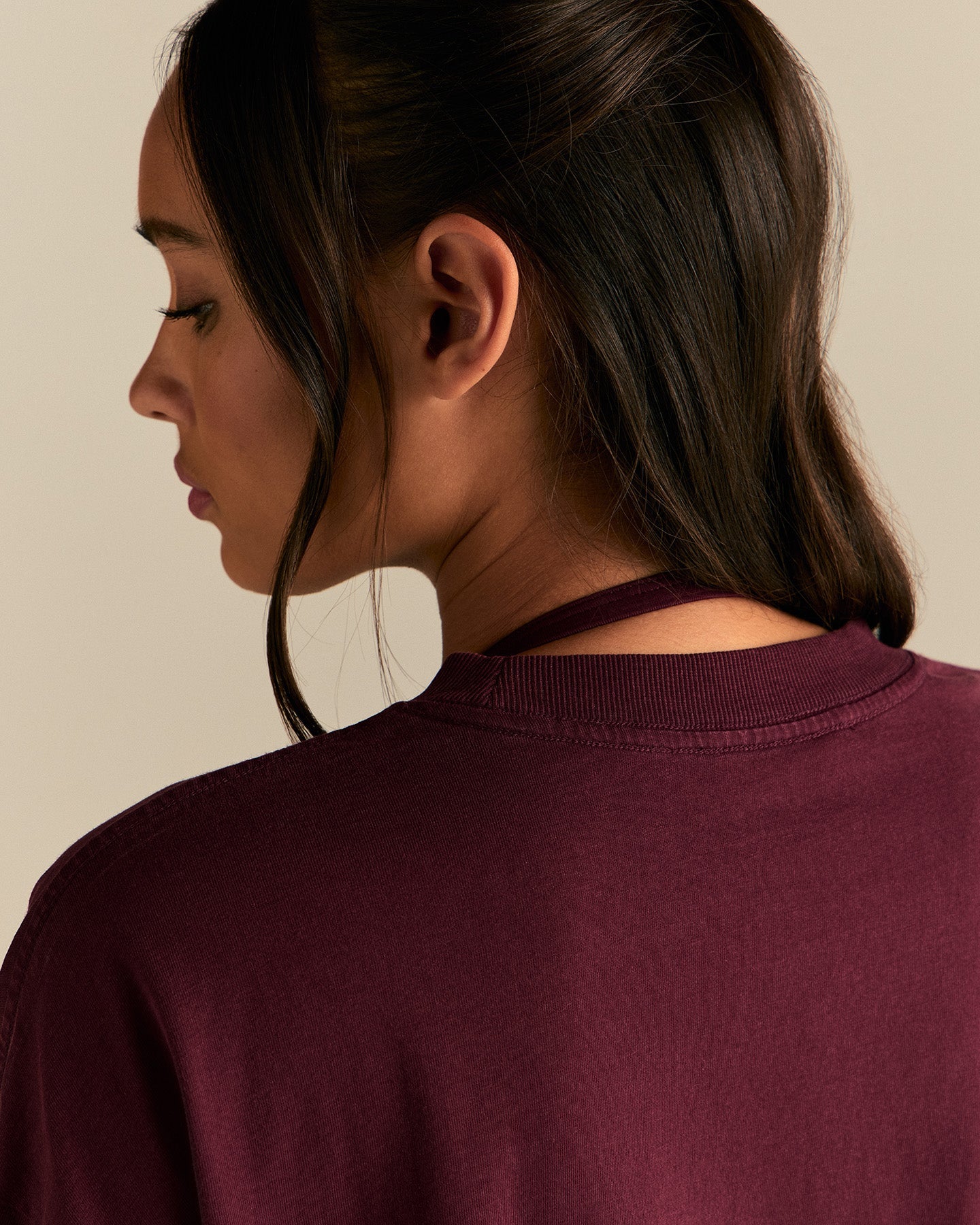 Comfort Oversized Long Sleeve T-Shirt | Vintage Merlot