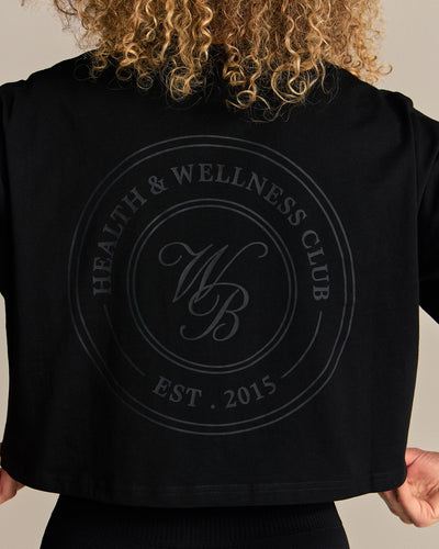 Comfort WB Logo Oversized Cropped T-Shirt | Black