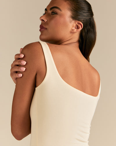 Smooth Contour Midi Square Neck Tank | Coconut White