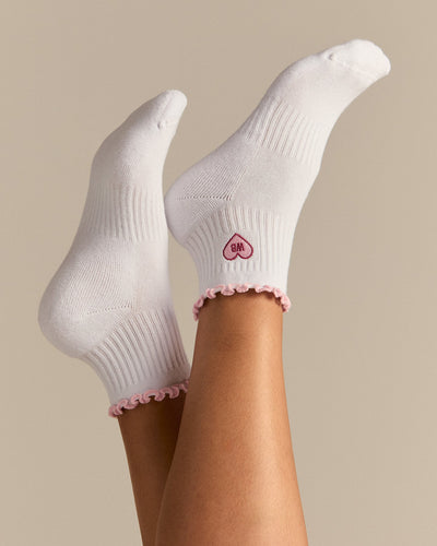 Quarter Frilly Ankle Socks (2PK) | Sweet Pink/Strawberry Kiss