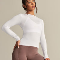 Smooth Contour Long Sleeve Reversible T-Shirt | White