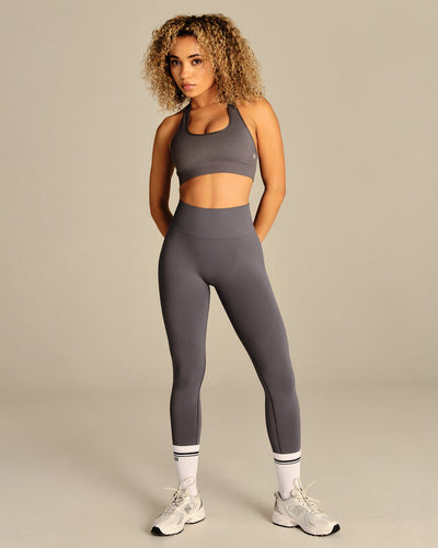Power Halter Neck Bra | Slate Grey