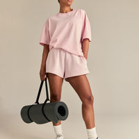 Comfort Summer Sweat Squad Graphic T-Shirt | Vintage Ballet Pink