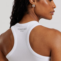 Comfort Ribbed Midi Tank | White