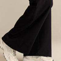 Cotton Contour Fold Over Straight Leg Pants | Black