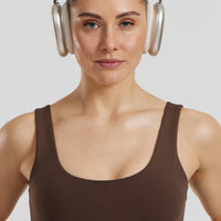 Essential Built-In Bra Scoop Back Tank | Cocoa