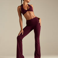 Essential Twist Front Halter Bra | Merlot