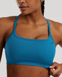 Motion Seamless Straight Neck Bra | Peacock Blue