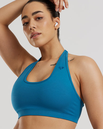 Motion Seamless Halter Bra | Peacock Blue
