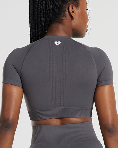 Power Seamless Short Sleeve Crop Top - Graphite | Women's Best