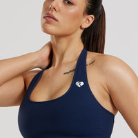 Power Seamless Halter Neck Bra | Sapphire Blue
