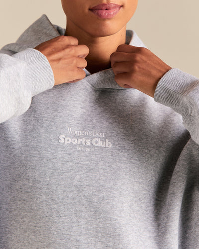Comfort Oversized Sports Club Hoodie | Silver Grey Marl
