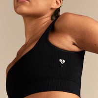Power Seamless Open Back Mini Bra | Black