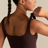 Smooth Contour Midi Square Neck Tank | Cafe Noir