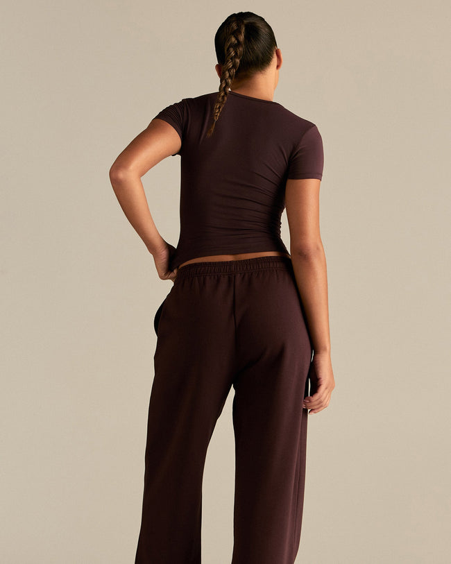 Smooth Contour Midi Short Sleeve T-Shirt | Cafe Noir