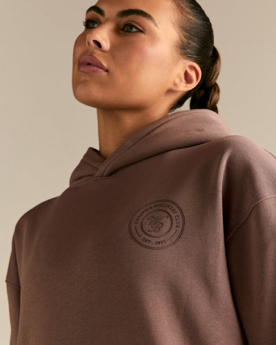 Comfort Oversized Health Club Graphic Hoodie | Mocha