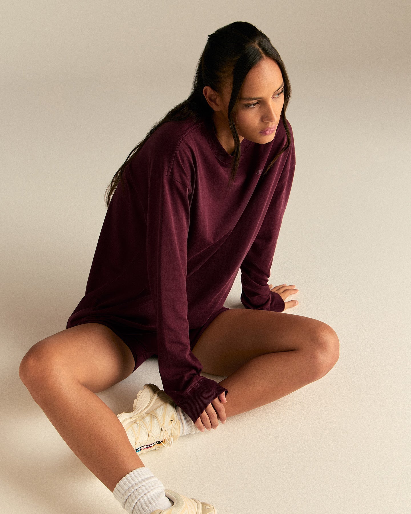 Comfort Oversized Long Sleeve T-Shirt | Vintage Merlot