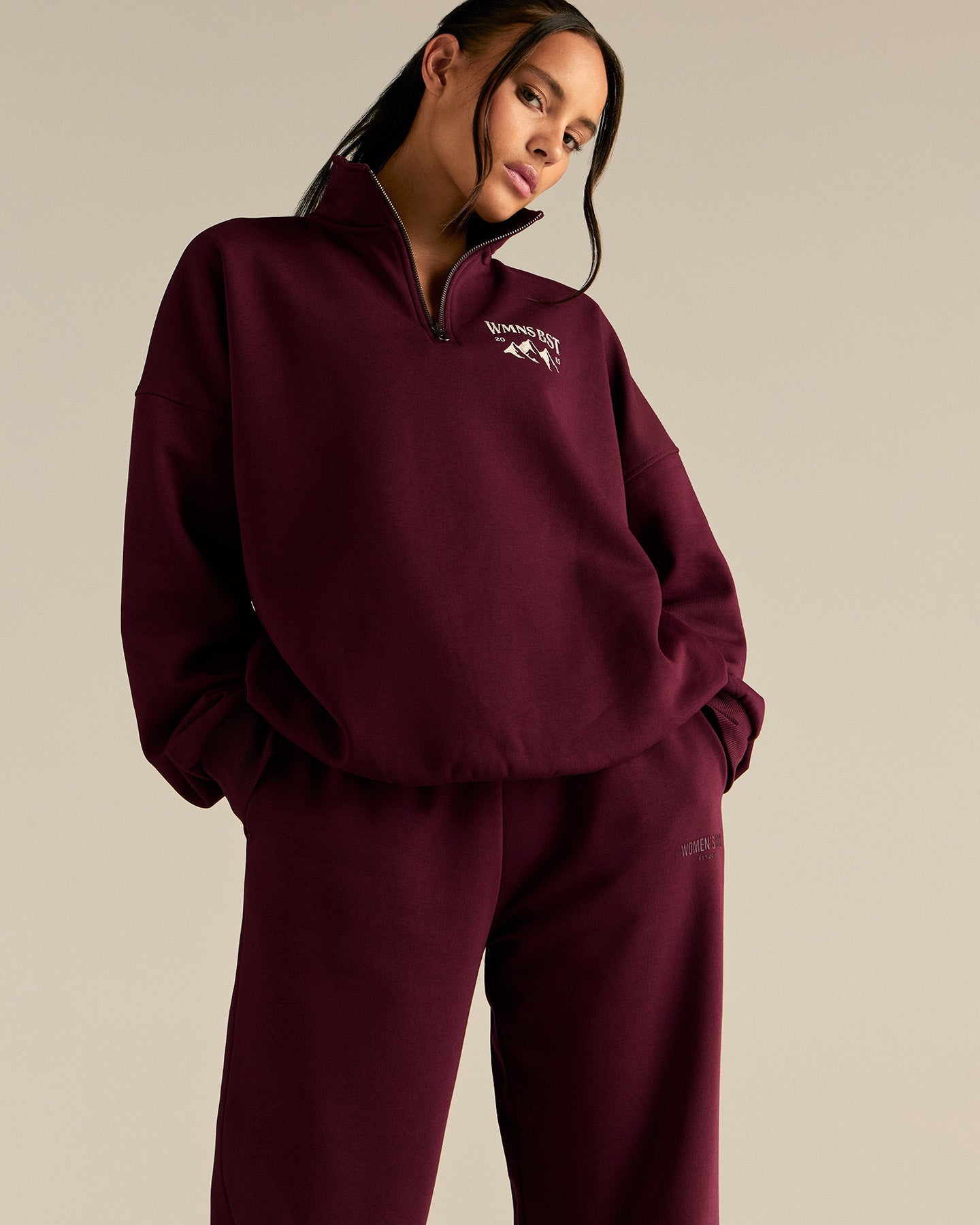 Comfort Cozy Straight Leg Joggers | Merlot