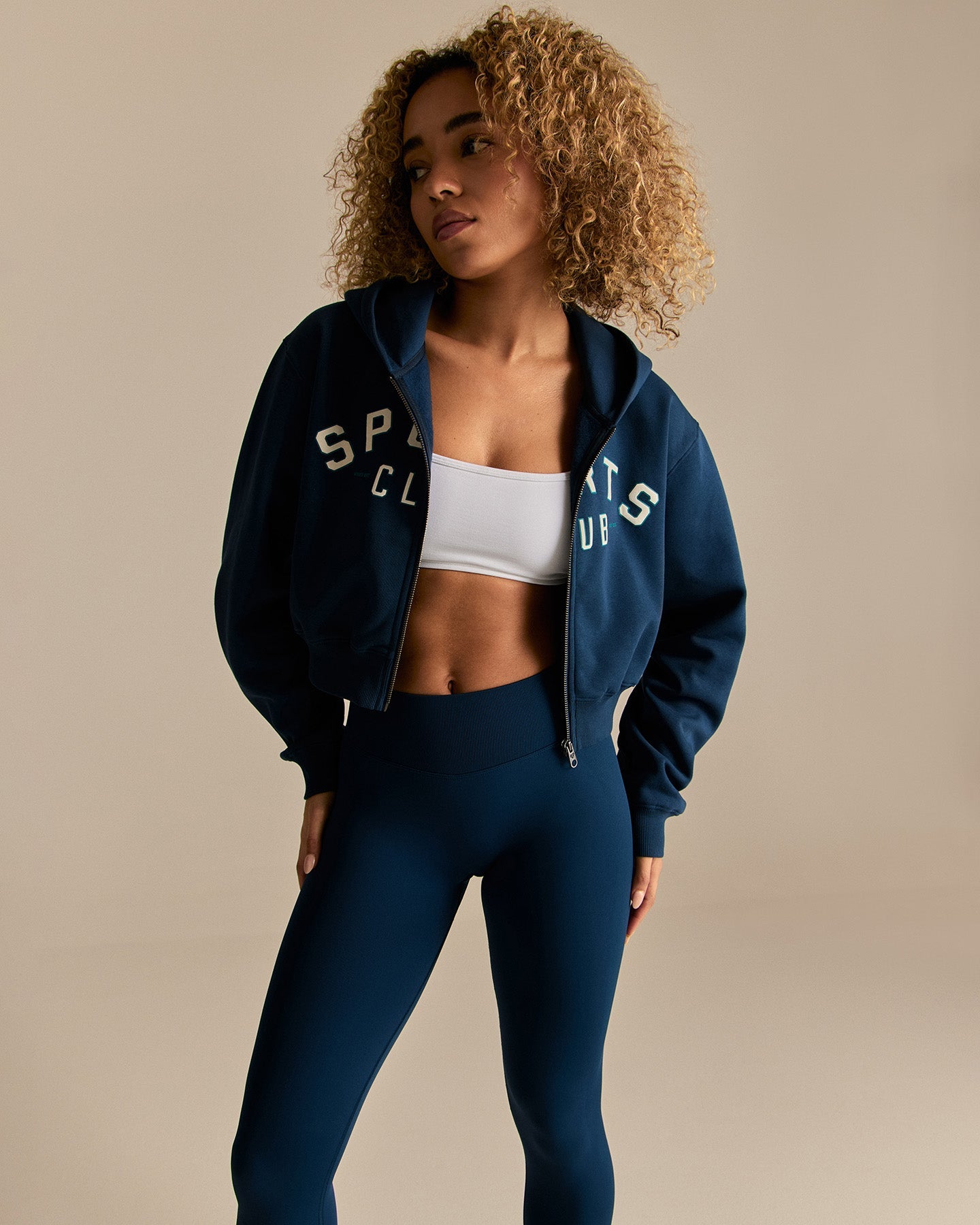 Comfort Cropped Sports Club Hoodie | True Navy