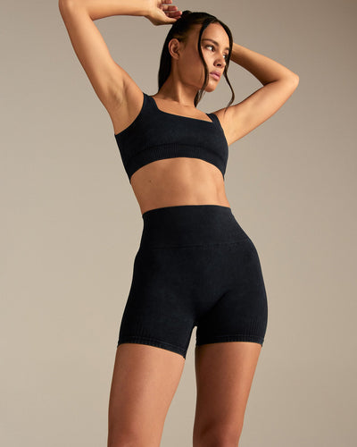 Power Seamless Shorts | Washed Black
