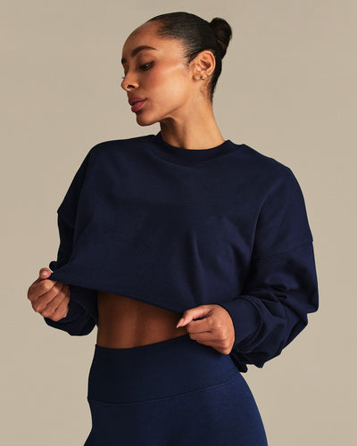Comfort Lightweight Cropped Sweat | Sapphire Blue