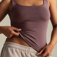 Smooth Contour Midi Square Neck Tank | Deep Mocha