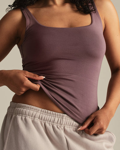 Smooth Contour Midi Square Neck Tank | Deep Mocha