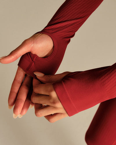 Power Long Sleeve Crop Top | True Red