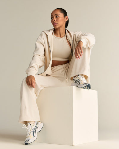 Comfort Lightweight Oversized Zip Up Hoodie | Off White