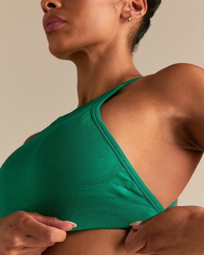 Define 2.0 Seamless High Neck Backless Bra | Amazonia Green