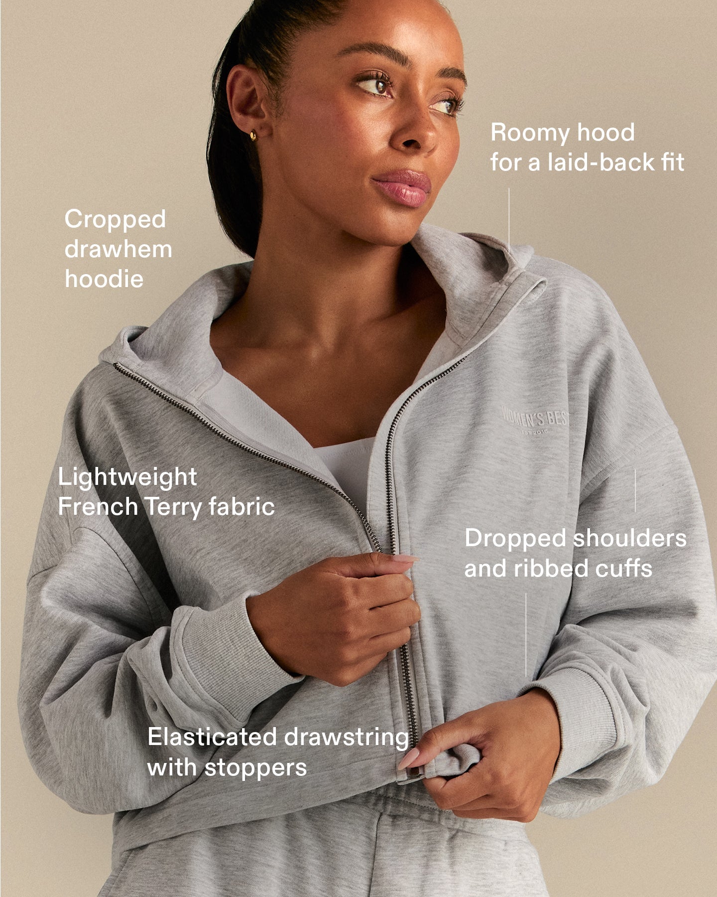 Comfort Lightweight Draw Hem Hoodie | Grey Marl