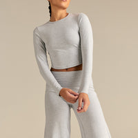 Cotton Contour Long Sleeve T-Shirt | Grey Marl