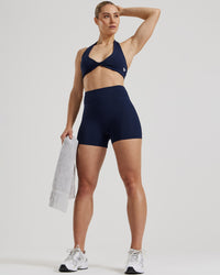 Essential Twist Front Halter Bra | Sapphire Blue