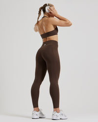 Essential Twist Front Halter Bra | Cocoa