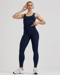 Essential Built-In Bra Scoop Back Tank | Sapphire Blue