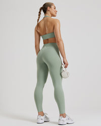 Essential Twist Front Halter Bra | Pistachio