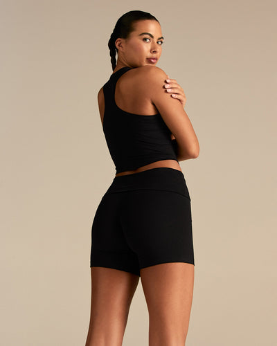 Cotton Contour Racer Tank | Black