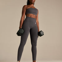 Power Seamless One Shoulder Bra | Graphite