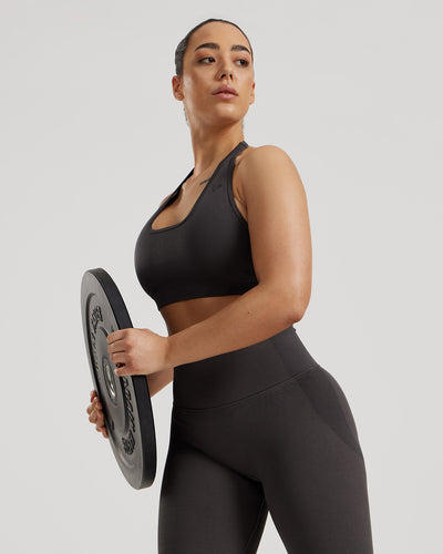 Motion Seamless Halter Bra | Graphite