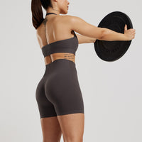 Power Seamless Halter Neck Bra | Graphite