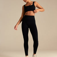 Power Seamless Open Back Mini Bra | Black