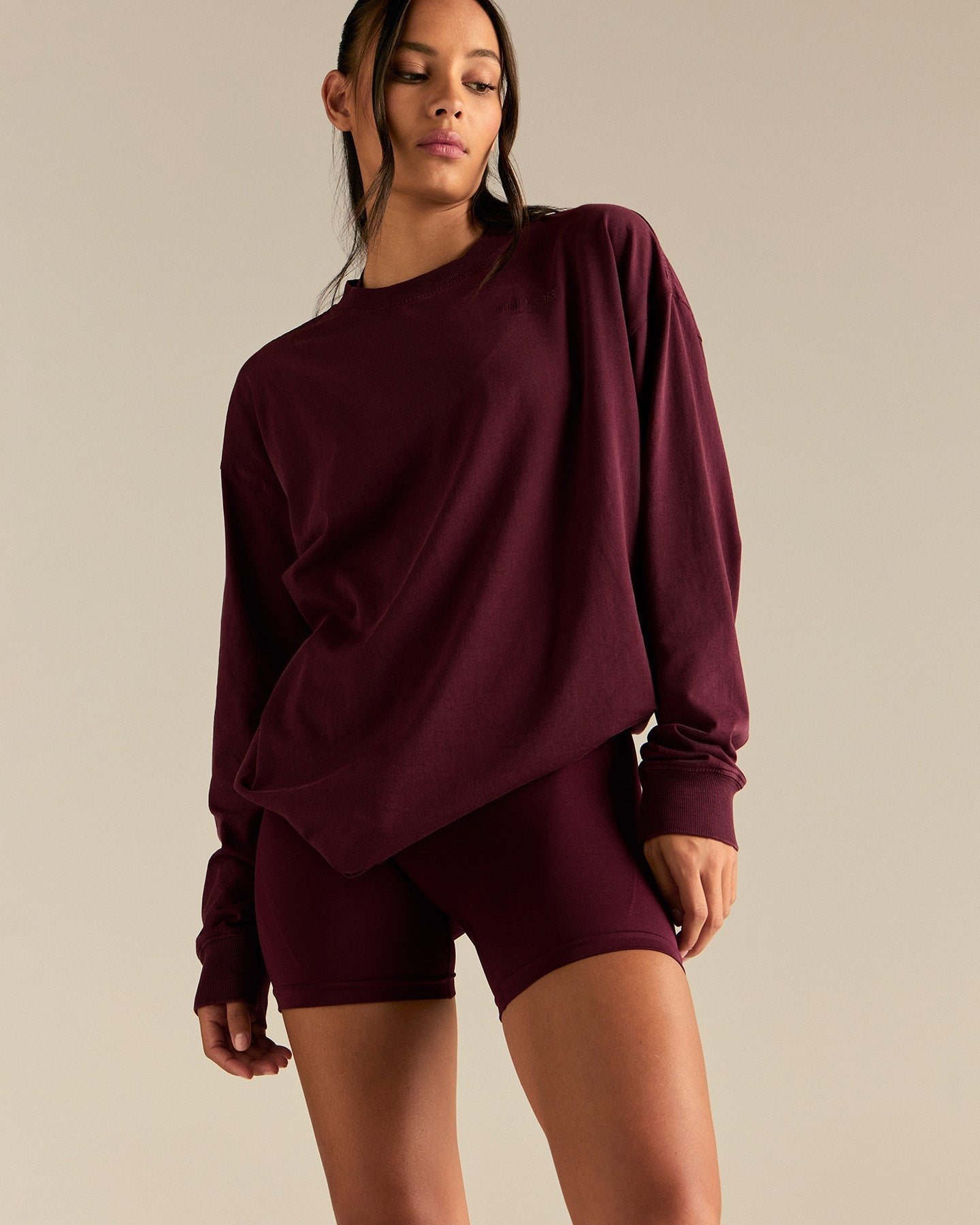 Comfort Oversized Long Sleeve T-Shirt | Vintage Merlot