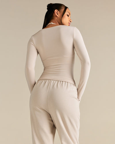 Smooth Contour Long Sleeve Reversible T-Shirt | Stone