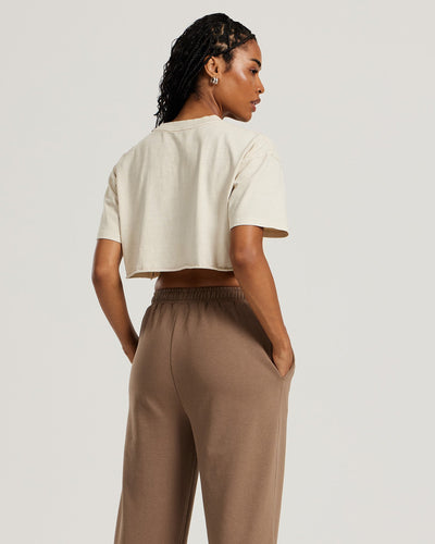 Cotton Short-Sleeve Cropped Shirt in Shirts & Tees | Vince