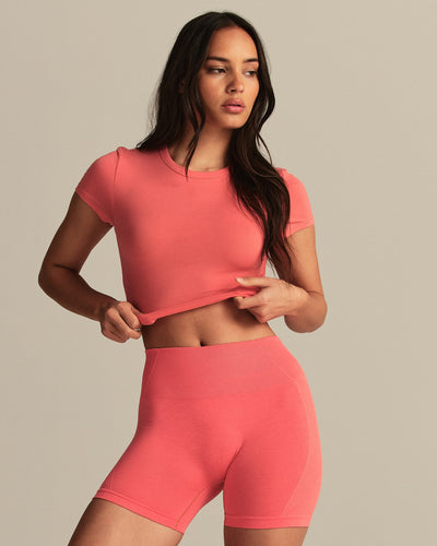 Smooth Contour Cropped Short Sleeve T-Shirt | Sunlit Coral